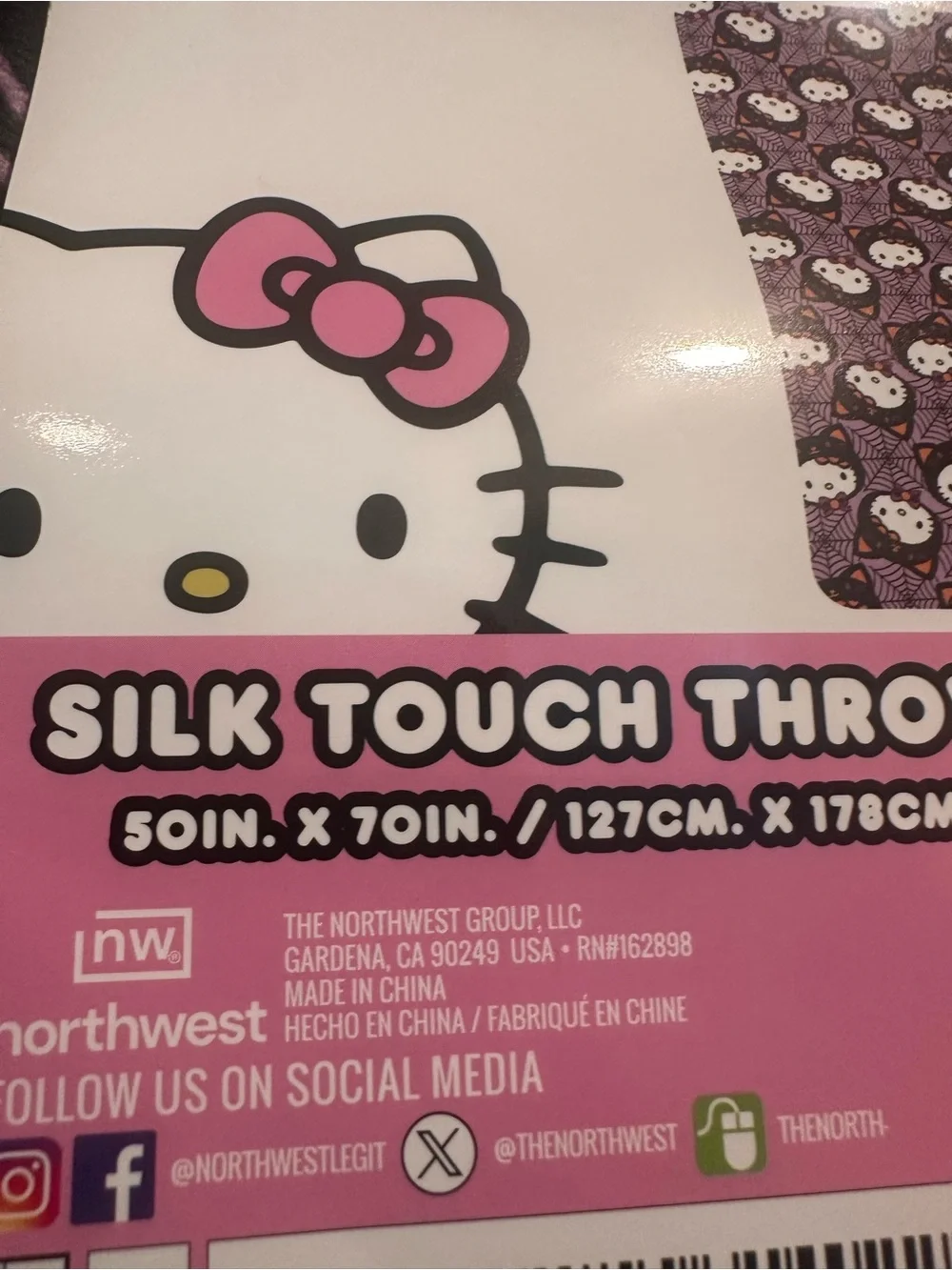 Northwest Hello Kitty Pink and White Silk Touch Throw